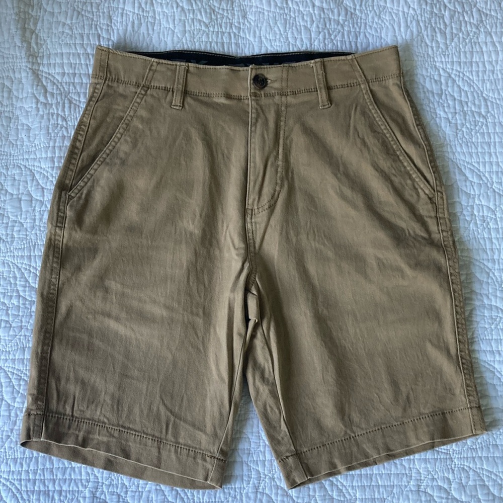 Plugg Tan Flat Front Classic Shorts, W29